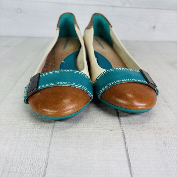 Hush Puppies CANDID Multicolored Leather Slip On Low Wedge Heel Shoes Sz 7.5 W - Picture 8 of 16